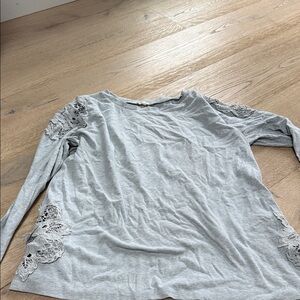 Elegant Gray Lace-Trimmed Women's Top